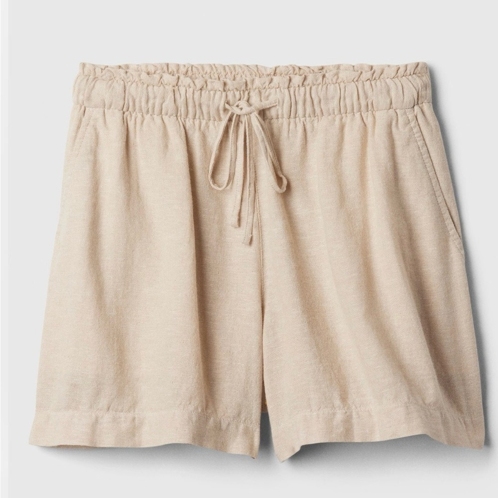 Gap Womens XXL Beige Linen Blend Pull On Drawstring Shorts Relaxed Fit Pockets
